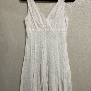 American Living White Textured Eyelet Dress